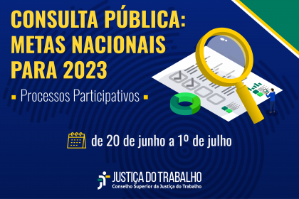  Metas para 2023. Ao lado, desenho de uma lupa analisando um papel