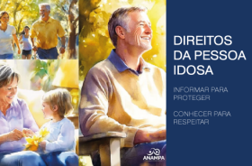 Arte baseada na capa da cartilha Direitos da Pessoa Idosa 