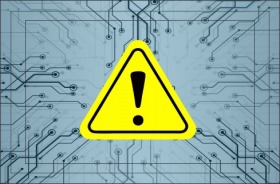 arte triangulo amarelo de alerta com fundo azul