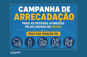 card fundo azul com ícones de roupas, água, alimentos e itens de higiene