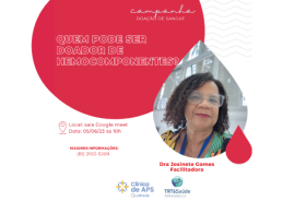 Fotomontagem onde aparece a fotografia de uma mulher entre balões representando gotas de sangue e os dados da roda de conversa