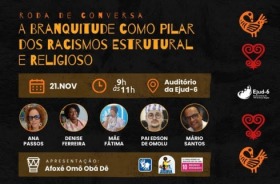 Evento da Ejud-6 sobre branquitude e racismo, com fotos dos participantes e dados de data e local