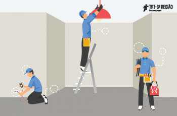 Arte representa equipe de manutenção trabalhando