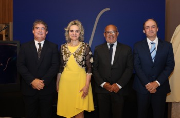 Foto da presidente e corregedor regional do TRT-6 com diretores da Rede D'Or e do Hospital Memorial São José